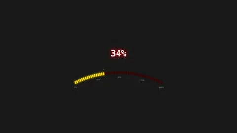 Motion of a fuel gauge needle indicating fuel level in a vehicle dashboard .. Video stock 342525871