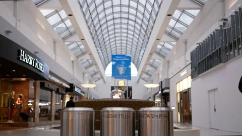 The motion of the garbage can inside the shopping mall with 4k resolution Stock Footage 203444692