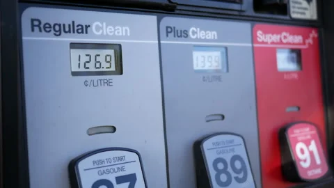 The motion of gas tank with the different prices of fuel Stock Footage 269655157