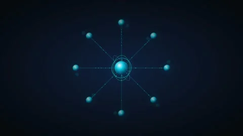 Motion of glowing blue particles and network connections in space science v.. 動画素材 342524753