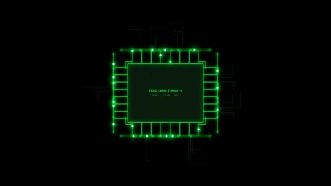 Motion of a glowing green digital circuit diagram in a dark environment for.. 스톡 동영상 342526687