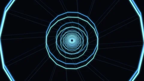 Motion of glowing lines forming circular patterns in dark background Stock Footage 336994577