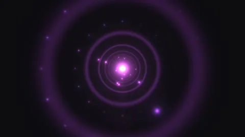 Motion of glowing purple circles in an abstract space scene Stock Footage 339005404
