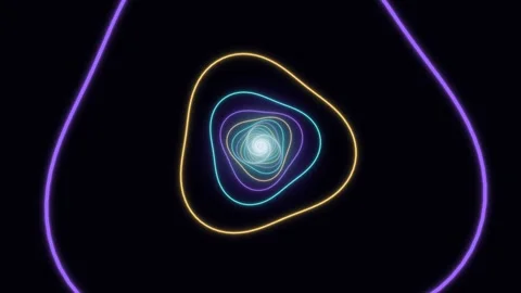 Motion of glowing shapes in a dark space Stock Footage 336994686