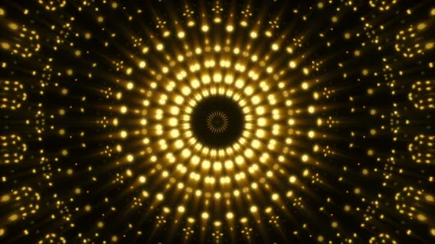 Motion gold particles and flashing light on black background, loop Vidéo 99703592