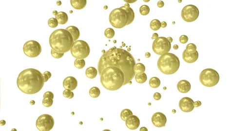 Motion golden balls on white background Видео 246146489