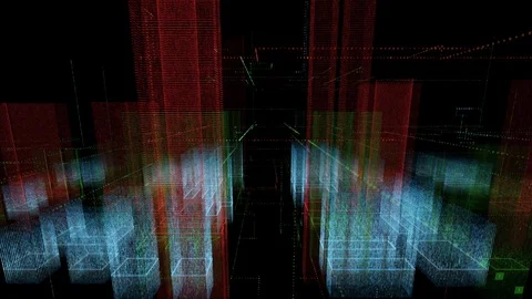 Motion graph coloured voluminous figures of different shape 動画素材 112696662