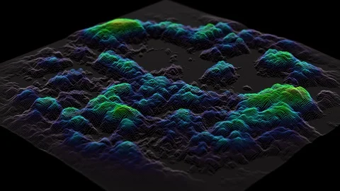 Motion graph coloured waves grow in shape changing colour Stock Footage 112699517