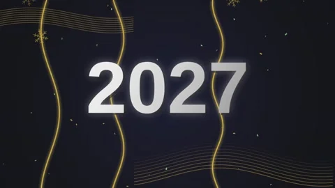 Motion graphic of 2027 year text with falling confetti and elegant light cu.. Stock Footage 341025500