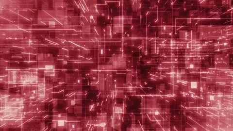 Motion graphic 4K camera flying into a red digital hologram 3d matrix. 스톡 동영상 166210102