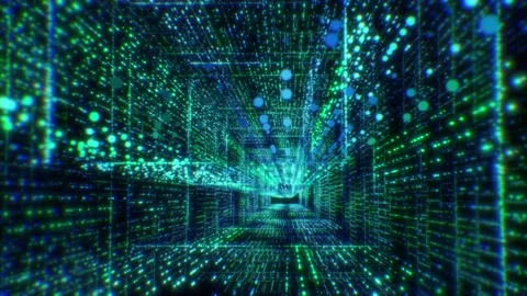 Motion graphic 4K flying into digital technologic tunnel Stock Footage 140107579