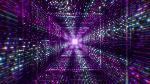 Motion graphic 4K flying into digital technologic tunnel. Stock Footage 140107581