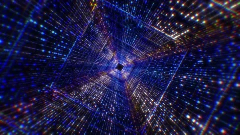 Motion graphic 4K flying into digital technologic tunnel. Stock Footage 140107594