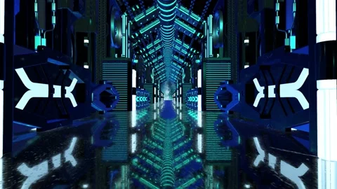 Motion graphic 4K flying into digital technologic tunnel. Stock Footage 144578504