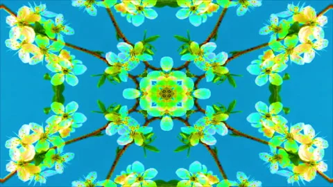Motion graphic: 4K Seamless loop kaleidoscopic background. geometric kaleida Stock Footage 193856265