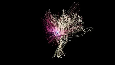 Motion graphic 4K seamless loop of flying into digital technologic tunnel. .. Stock Footage 265395919