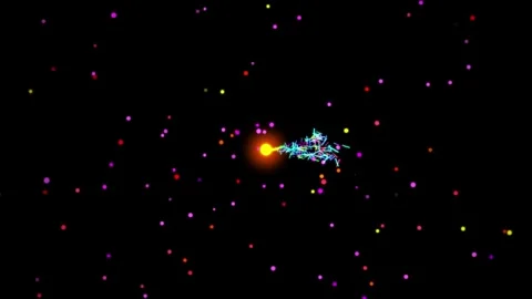 Motion graphic 4K seamless loop of flying into digital technologic tunnel. .. Stock Footage 265395925