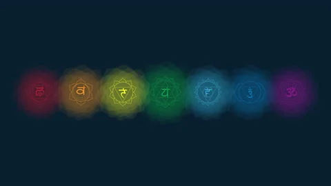 Motion graphic animated chakras set: muladhara, swadhisthana, manipura, anaha Stock Footage 159285363