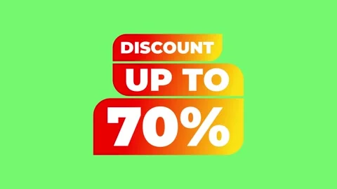 Motion graphic animated discount up to 70 percent text banner green screen Stock Footage 345782536
