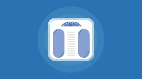 A motion graphic animation of a bathroom scale displaying weight measuremen.. 動画素材 338990999