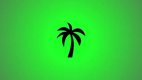 A motion graphic animation of a black palm tree icon expanding and contract.. Stock Footage 346490943