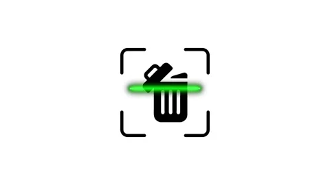 A motion graphic animation of a black trash can icon with a lid, dynamicall.. Stock Footage 346498381