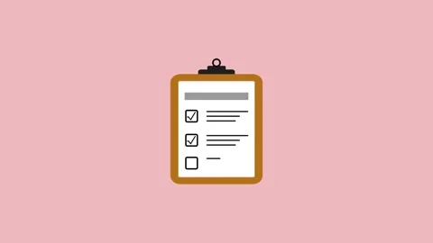 A motion graphic animation of a brown clipboard with a black clip at the to.. Stock Footage 331297640