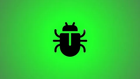 A motion graphic animation of a bug icon rotating and then a white light pa.. Stock Footage 346490815