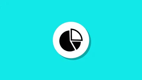 A motion graphic animation of a circular white button with a pie chart icon.. Stock Footage 327762779