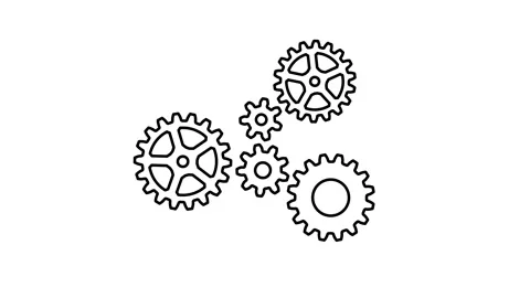 Motion graphic animation of different gears and cogwheels of engine rotatin.. Vídeos de archivo 296059792