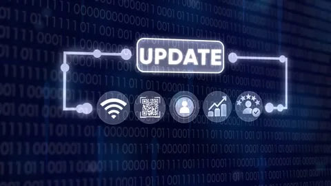 A motion graphic animation of a digital update process, showing binary code.. Stock Footage 327762384