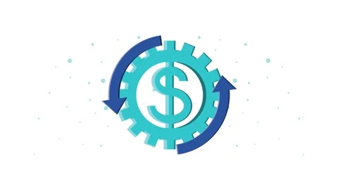 A motion graphic animation of a dollar sign in a gear with two arrows spinn.. Stock Footage 333719623