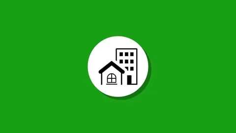 A motion graphic animation of a house and apartment building appearing on a.. Stock Footage 327762809