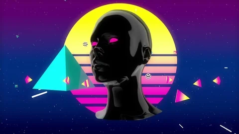 Motion Graphic Animation inspired by 80's aesthetics - Synthwave / Retrowave Stock Footage
