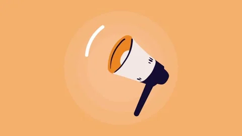 A motion graphic animation of a megaphone icon with sound waves on an orang.. Video stock 339067478