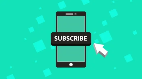 A motion graphic animation of a mobile phone displaying a subscribe button .. Stock Footage 333289036