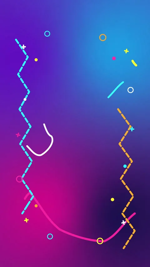 Motion graphic animation of neon lines and shapes glowing over dark gradient Stock Footage 346738653