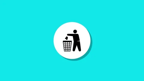 Motion graphic animation of person throwing trash into a bin for recycling .. Stock Footage 327762611