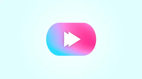 Motion graphic animation of play, pause, fast forward button. bright background Vidéo 255105048