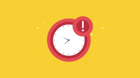 A motion graphic animation of a red clock with an exclamation mark, symboli.. 库存影片 339272872