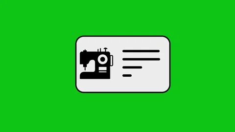 A motion graphic animation of sewing machine icon on a white card with gree.. Stock Footage 346496712