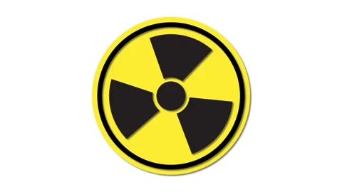 A motion graphic animation of a spinning radiation symbol on a white backgr.. Stock Footage 333815171