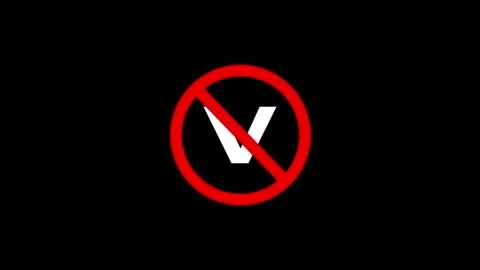 A motion graphic animation of stop letter v sign with an animated red circl.. Stock Footage 340455409