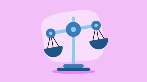 A motion graphic animation of weighing scale icon with balance and equality.. Video stock 334522264