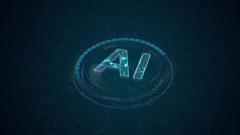 Motion graphic of artificial intelligence technology network glowing on a futuri Stock Footage 335062971