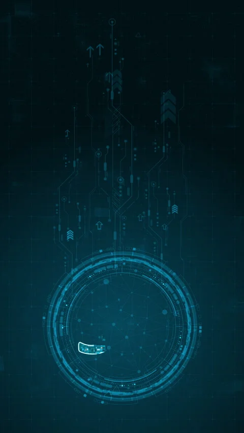 Motion graphic of Blue digital 5G letter and circle futuristic HUD elements with Stock Footage 313866530