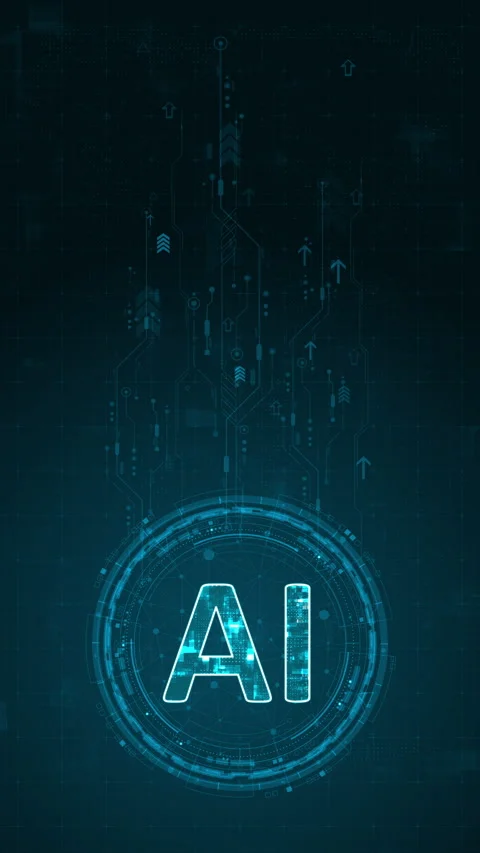 Motion graphic of Blue digital AI letter and circle futuristic HUD elements with Stock Footage 313855230