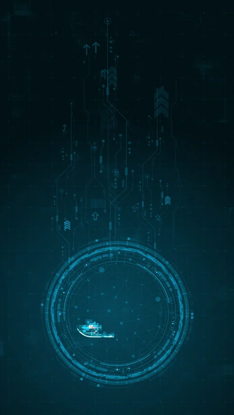 Motion graphic of Blue digital cloud computing logo and circle futuristic HUD el 스톡 동영상 313866532