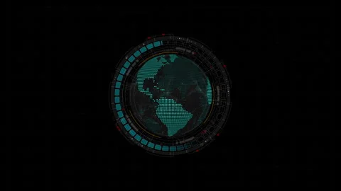 Motion graphic of Blue digital planet earth sphere and circle futuristic HUD ele Stock-Footage 323256070