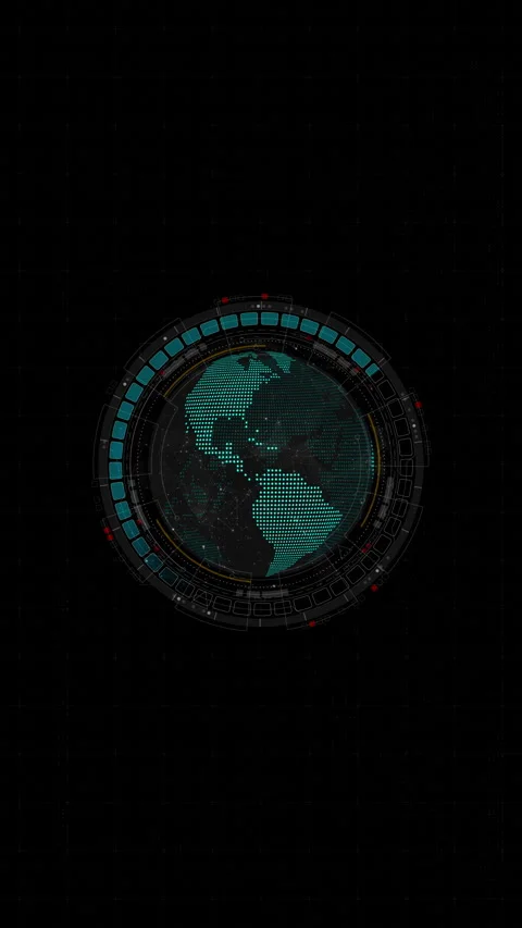 Motion graphic of Blue digital planet earth sphere and circle futuristic HUD ele Видео 328240178